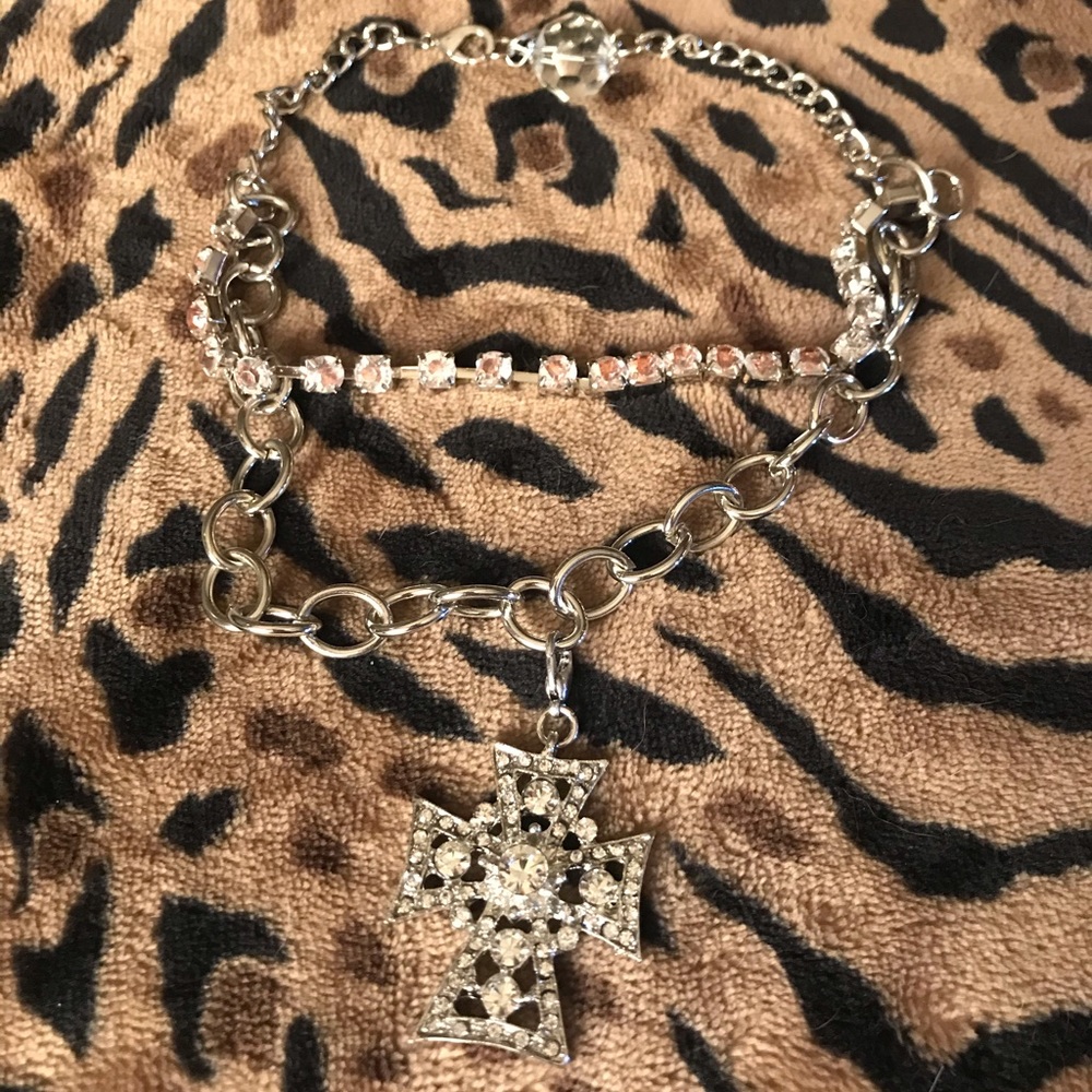 Cross & Rhinestone western boot charm